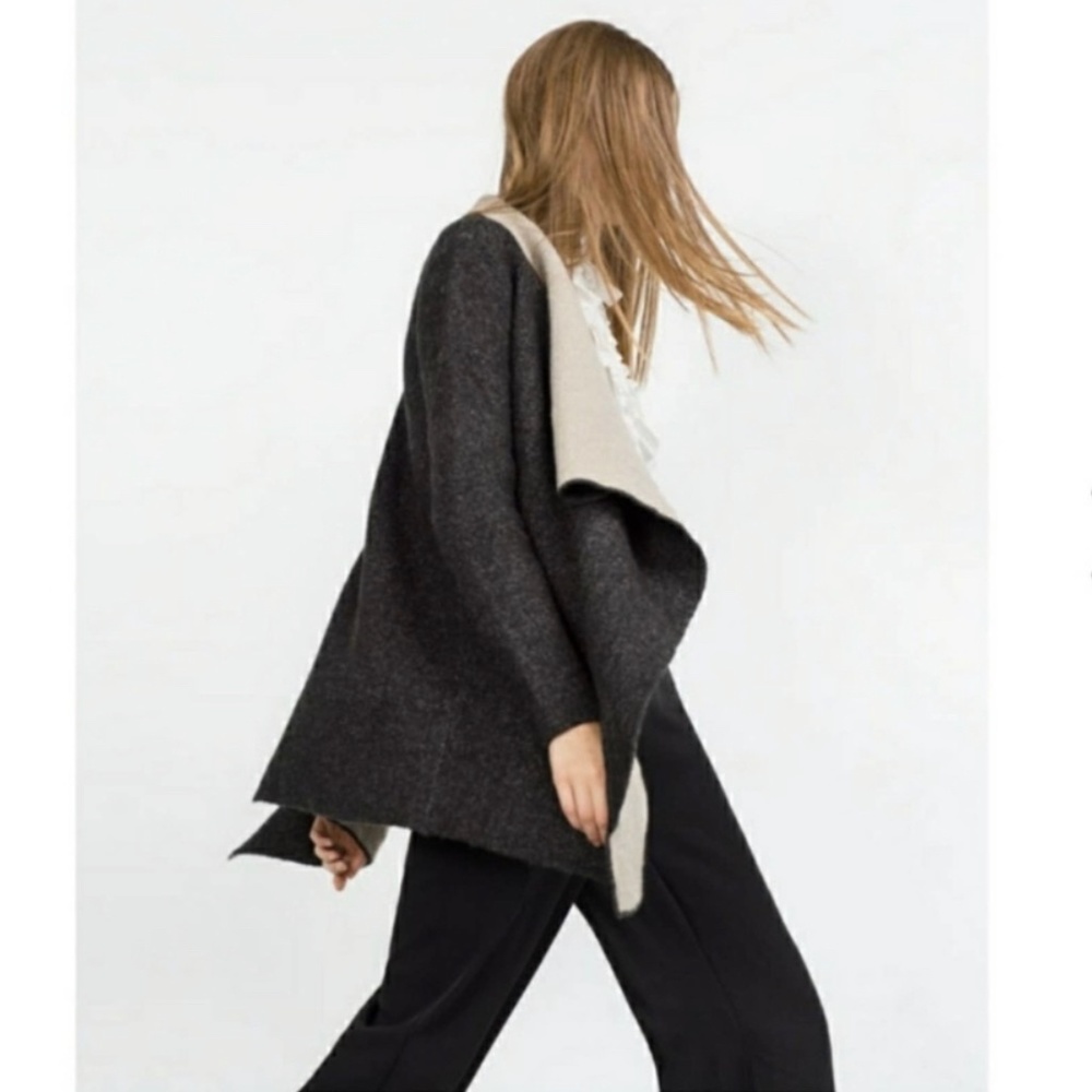 Zara Knit Oversized Jacket waterfall  Size Small